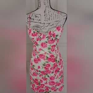 Zara Pink and White Floral Mini Dress